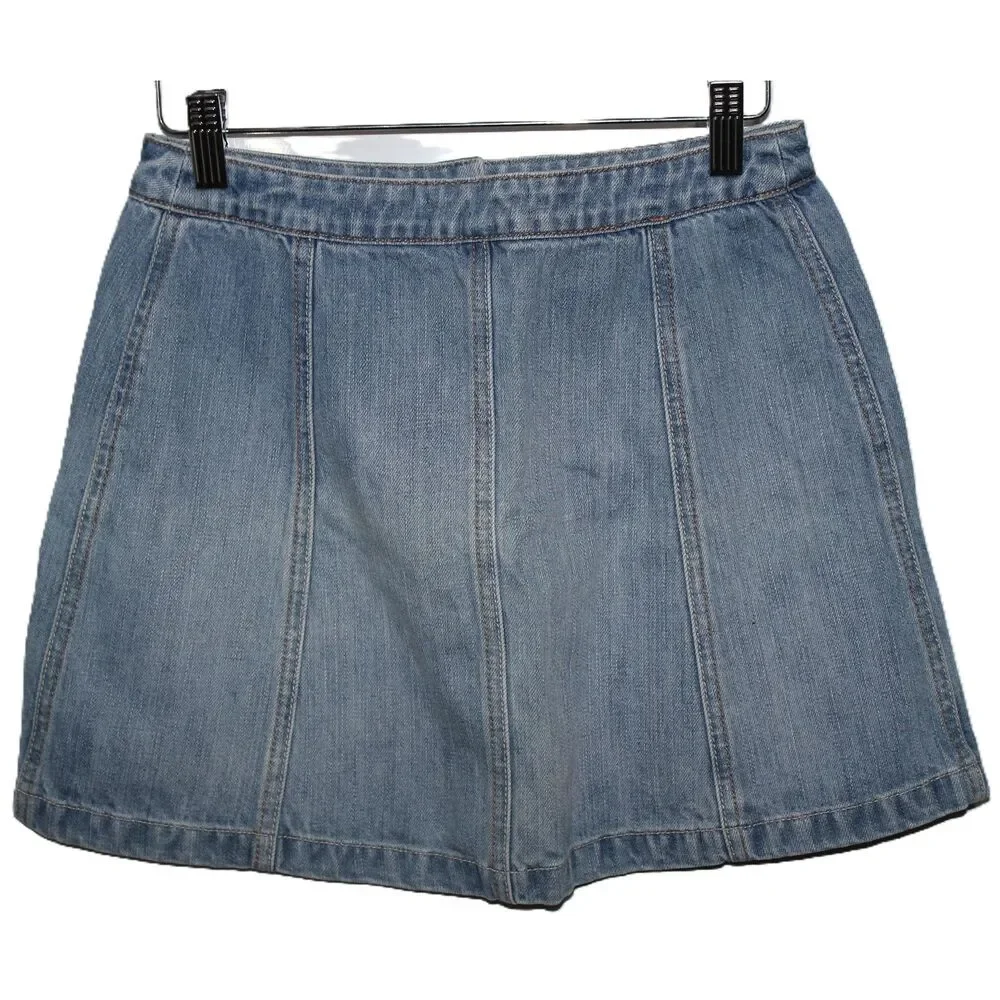 Womens Abercrombie & Fitch Blue Denim Button Front Jean Skirt Mini Skirt Size 2